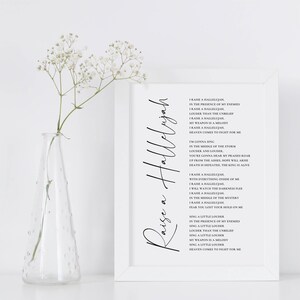 Raise a Hallelujah Worship Lyrics Wall Art Print, Bethel Music Lyrics ...