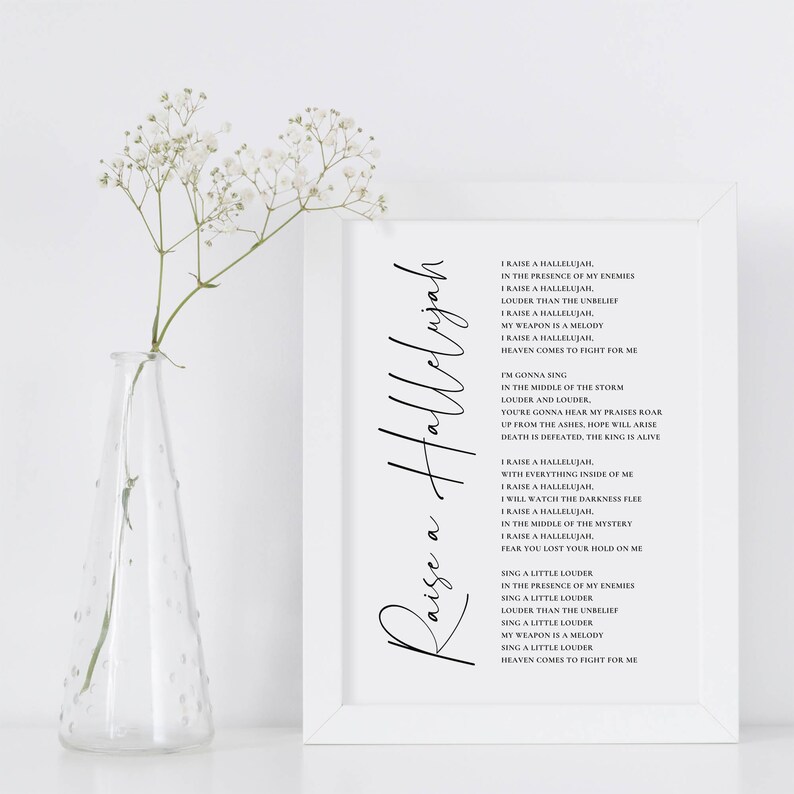Raise a Hallelujah Worship Lyrics Wall Art Print Bethel Music | Etsy