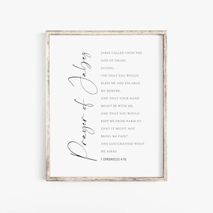 Prayer of Jabez 1 Chronicles 4:10 Christian Prayer Wall Art Print, Bible Verse Poster, Scripture Printable for Christian Home