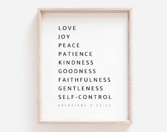 Fruit of the Spirit Printable, Galatians 5 22 23 Scripture Wall Art Print, Bible Verse Digital Print, Inspirational Christian Wall Decor