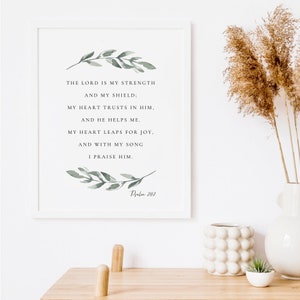 Psalm 28:7 the Lord is My Strength and My Shield Bible Verse Wall Art ...