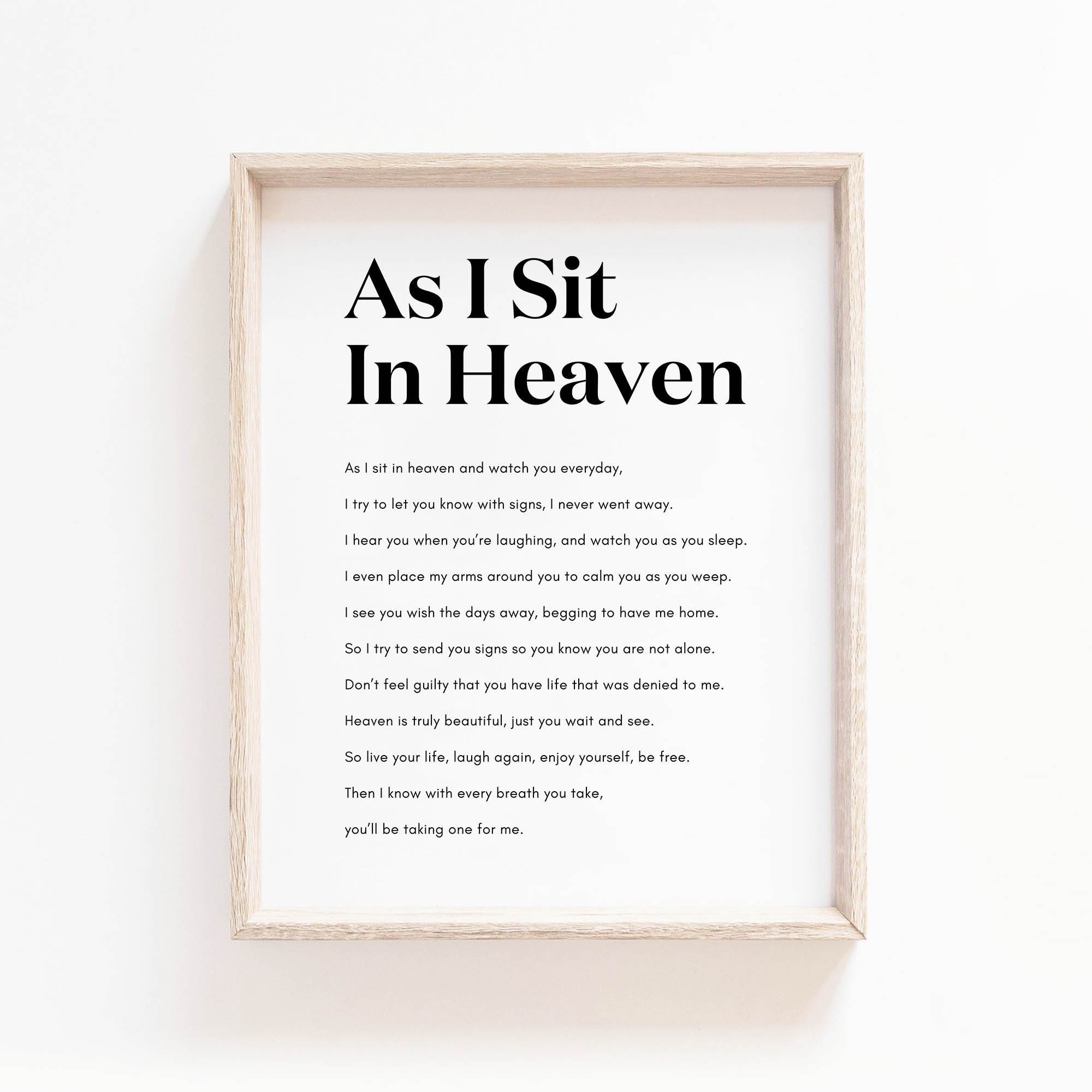 As I Sit in Heaven Christian Poem Wall Art in Loving Memory | Etsy UK