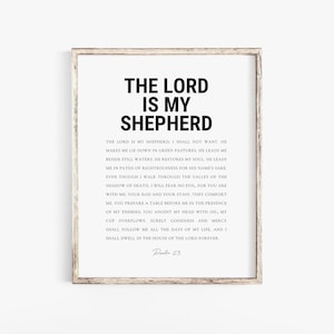 Psalm 23 The Lord is My Shepherd Christian Wall Art Print, Bible Verse Poster, Scripture Printable Digital Download
