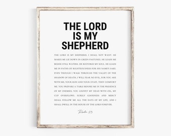 Psalm 23 The Lord is My Shepherd Christian Wall Art Print, Bible Verse Poster, Scripture Printable Digital Download