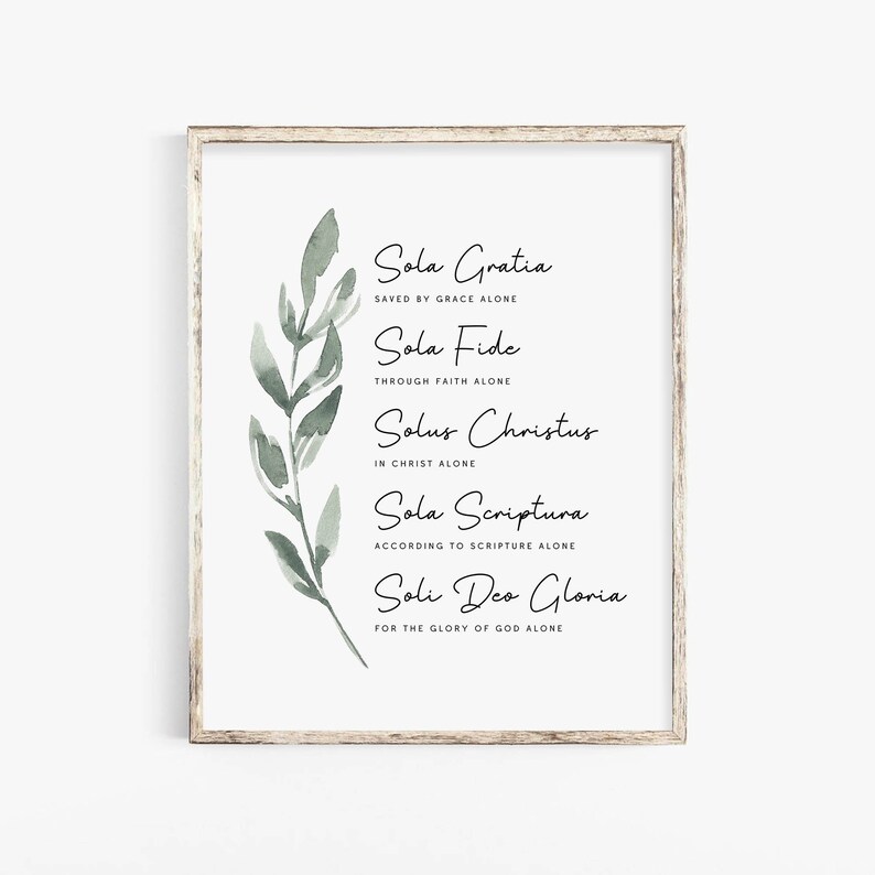 The Five Solas Printable 5 Solas Wall Art Christian Home - Etsy