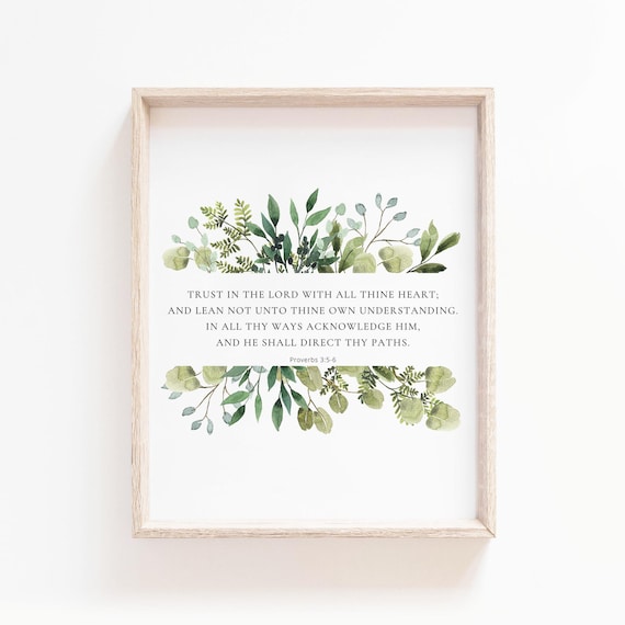 Proverbs 3:5-6 Christian Wall Art Print Trust in the Lord | Etsy