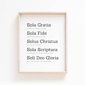 The Five Solas Wall Art: Christian Scripture Print (Digital Download)