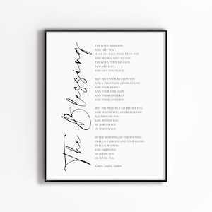 The Blessing Elevation Worship Lyrics Wall Art Print, Numbers 6:24-26, Bible Verse Wall Art, Digital Print for Christian Home Decor