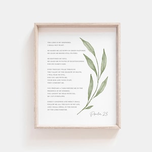 Psalm 23 The Lord is My Shepherd Bible Verse Wall Art Botanical Scripture Print Christian Art Print Baptism Gift Instant Digital Download