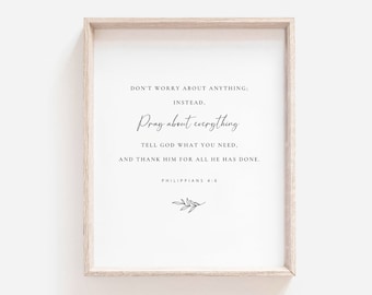 Philippians 4:6 Scripture Print, Christian Wall Art (Digital Download)