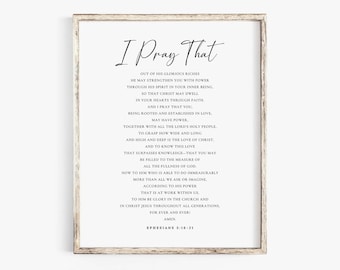 Ephesians 3:16-21 Wall Art Print, Scripture Printable, Bible Verse Wall Art, Christian Wall Art Home Decor Gift, Instant Digital Download