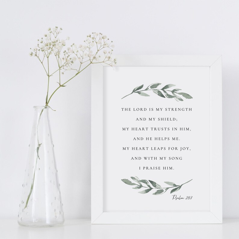 Psalm 28:7 the Lord is My Strength and My Shield Bible Verse Wall Art ...
