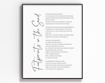 Fußabdrücke im Sand Gedicht, christlicher Wand kunstdruck, inspirierende Schrift Gebet Poster für christliche Wohndekoration
