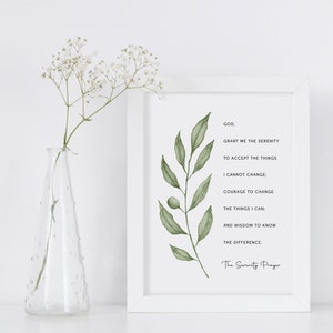 Serenity Prayer Wall Art: Botanical Christian Print (Digital Download) image 6