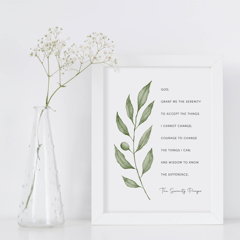 Serenity Prayer Wall Art: Botanical Christian Print (Digital Download) image 6