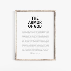 The Armor Of God, Ephesians 6:10-18, Christian Prayer Wall Art, Bible Verse Wall Art, Scripture Poster for Christian Home