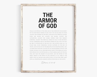 The Armor Of God, Ephesians 6:10-18, Christian Prayer Wall Art, Bible Verse Wall Art, Scripture Poster for Christian Home