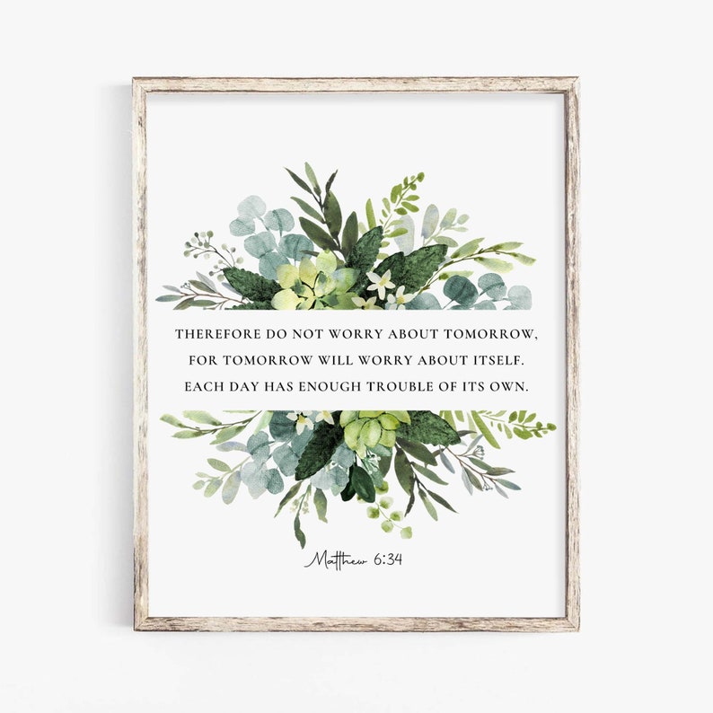 Matthew 6:34 Do Not Worry About Tomorrow Bible Verse Wall Art - Etsy