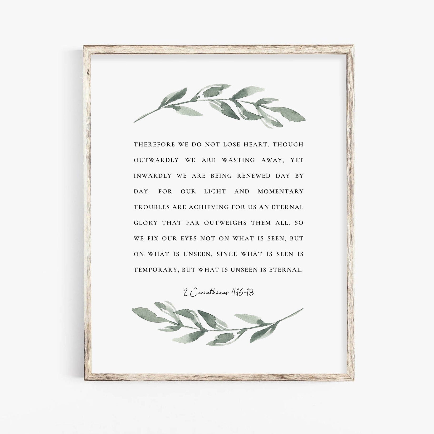 2 Corinthians 4:16-18 Bible Verse Wall Art Botanical Scripture Print ...