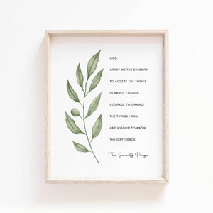 Serenity Prayer Wall Art: Botanical Christian Print (Digital Download) image 2