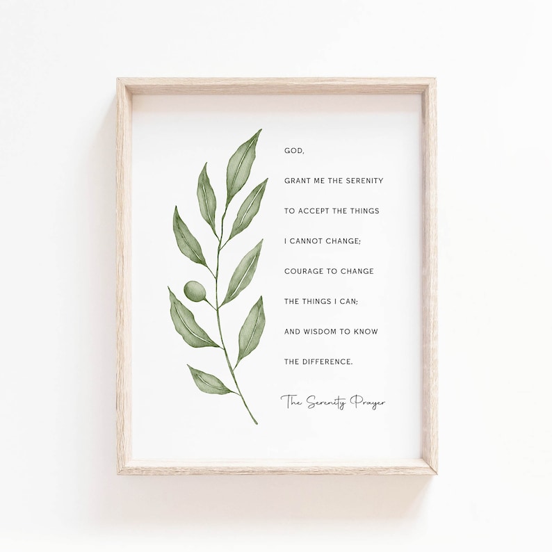 Serenity Prayer Wall Art: Botanical Christian Print (Digital Download) image 2