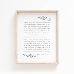 Efesios 3:14-21 Arte mural, Biblia Verso Wall Art Print, Botanical Scripture Wall Art, Christian Botanical Print, Instant Digital Print