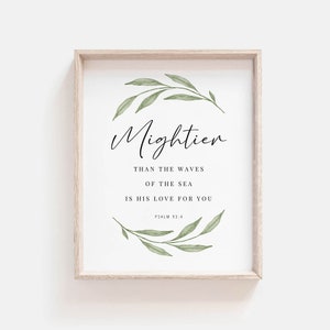 Psalm 93:4 Botanical Scripture Wall Art (Digital Download)