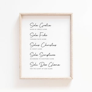 The Five Solas Print: Christian Scripture Wall Art (Digital Download)