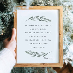 Psalm 28:7 the Lord is My Strength and My Shield Bible Verse Wall Art ...