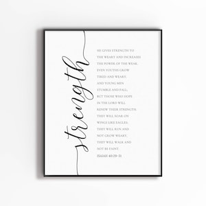Ésaïe 40:29-31, Ceux qui attendent l’Éternel renouvelleront leurs forces, Affiche minimale de verset biblique, Art mural des Écritures pour Christian Home