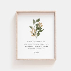 Ruth 1:16 Botanical Print, Bible Verse, Christian Home Decor (Digital Download) image 2