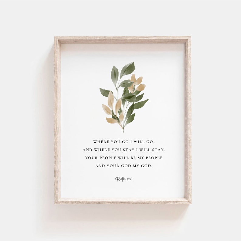 Ruth 1:16 Botanical Print, Bible Verse, Christian Home Decor (Digital Download) image 2