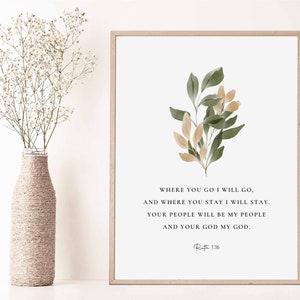 Ruth 1:16 Botanical Print, Bible Verse, Christian Home Decor (Digital Download) image 3