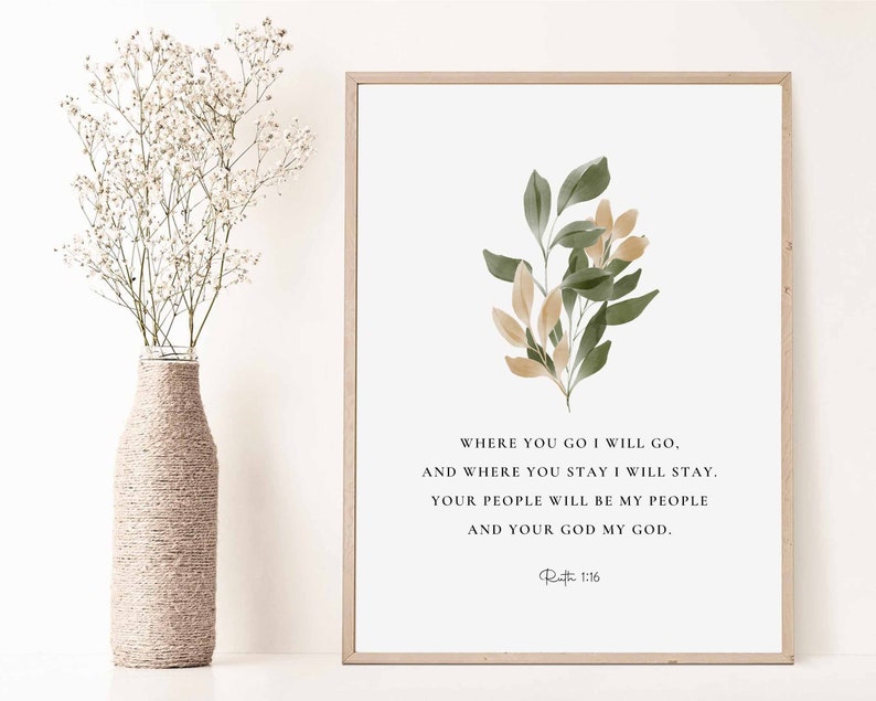 Ruth 1:16 Botanical Print, Bible Verse, Christian Home Decor (Digital Download) image 3