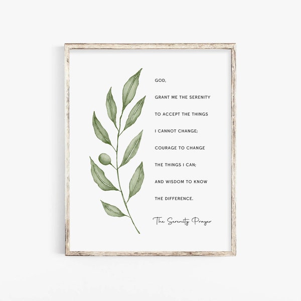 The Serenity Prayer Wall Art, Christian Prayer Wall Art, Botanical Scripture Wall Art Print, Bible Poster Print, Digital Download