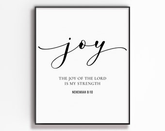 Impresión del versículo bíblico de Nehemías 8:10, decoración cristiana para el hogar (descarga digital)
