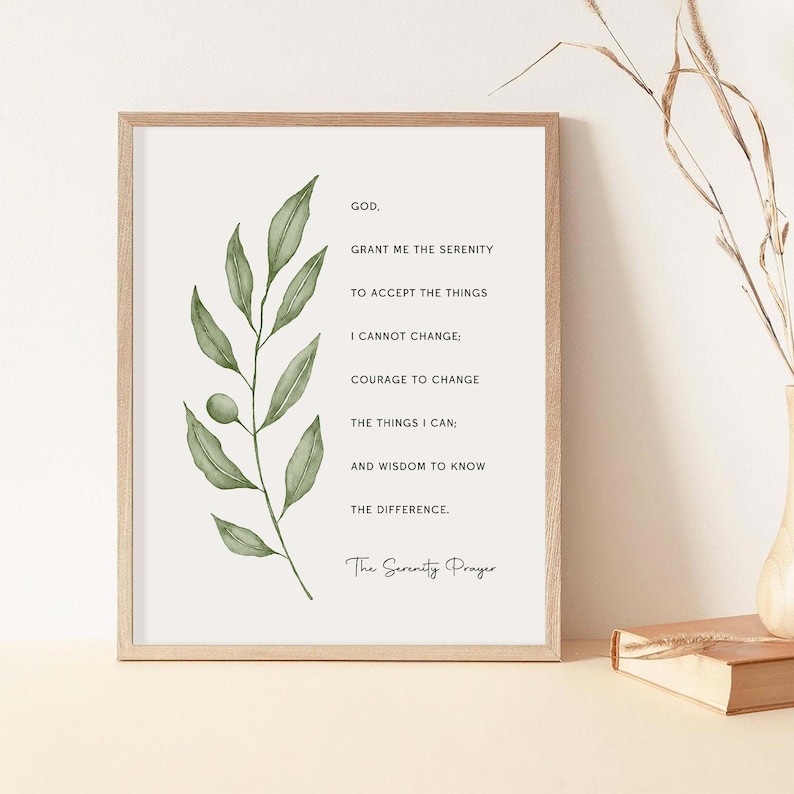 Serenity Prayer Wall Art: Botanical Christian Print (Digital Download) image 3
