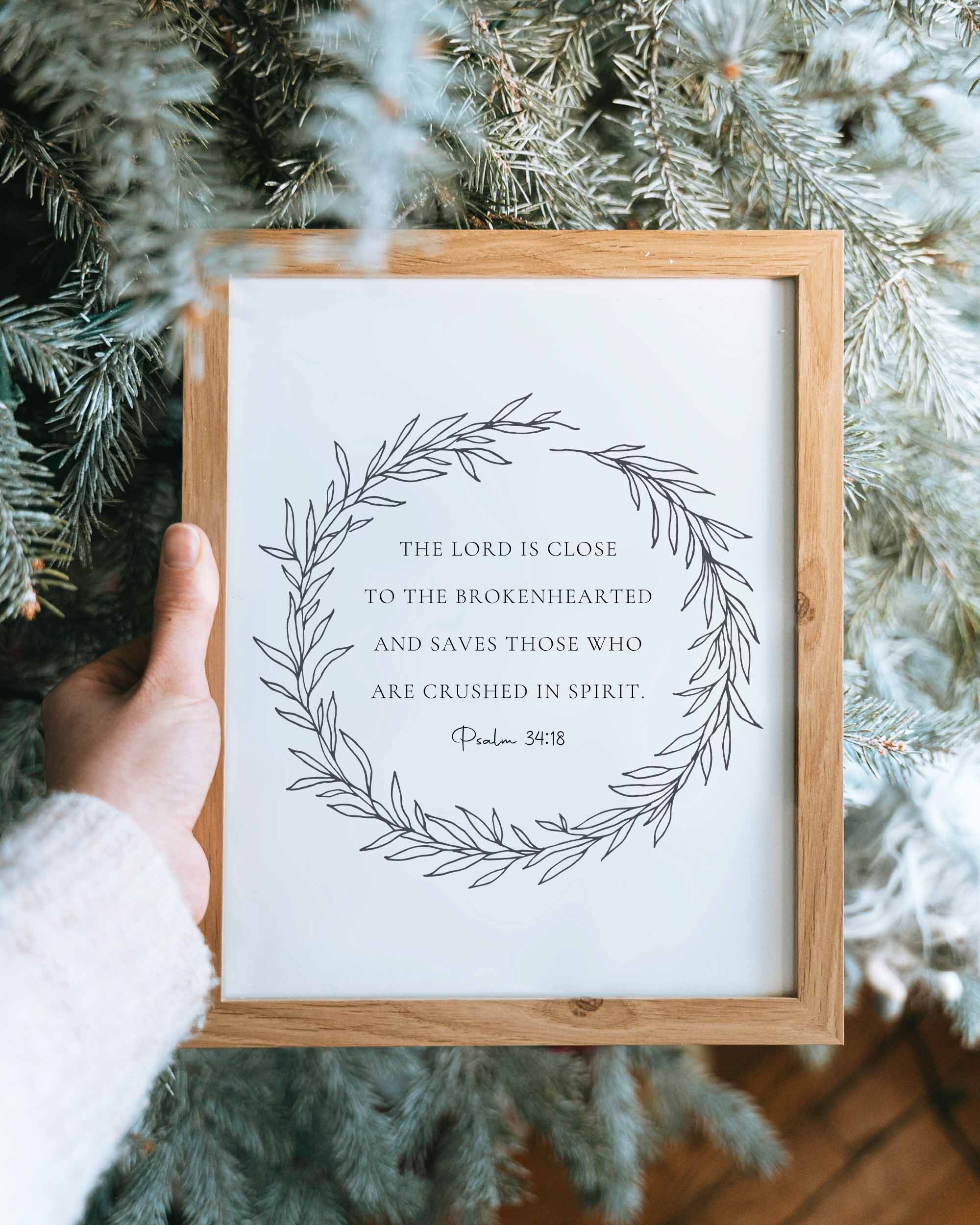 Psalm 34:18 Minimal Christian Print, Aesthetic Bible Verse Wall Art ...