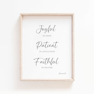 Romans 12:12 Wall Art, Bible Verse Wall Art, Scripture Print for Christian Home Decor, Be Joyful in Hope, Baptism Gift, Digital Download