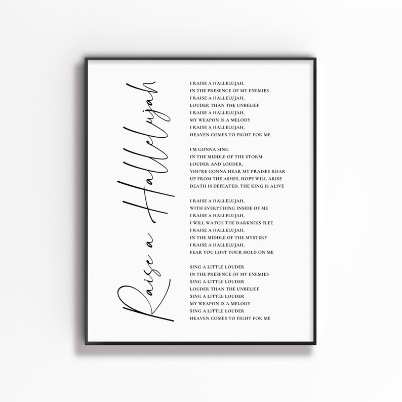 Raise a Hallelujah Worship Lyrics Wall Art Print Bethel Music - Etsy