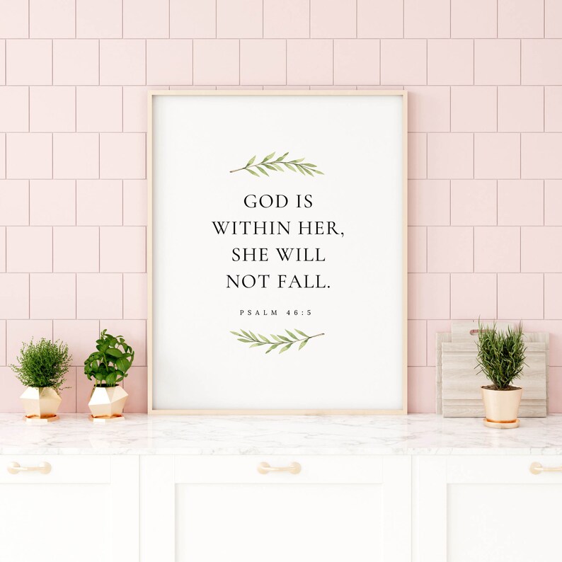 Psalm 46:5 Wall Art God is Within Her Bible Verse Sign Christian Wall ...