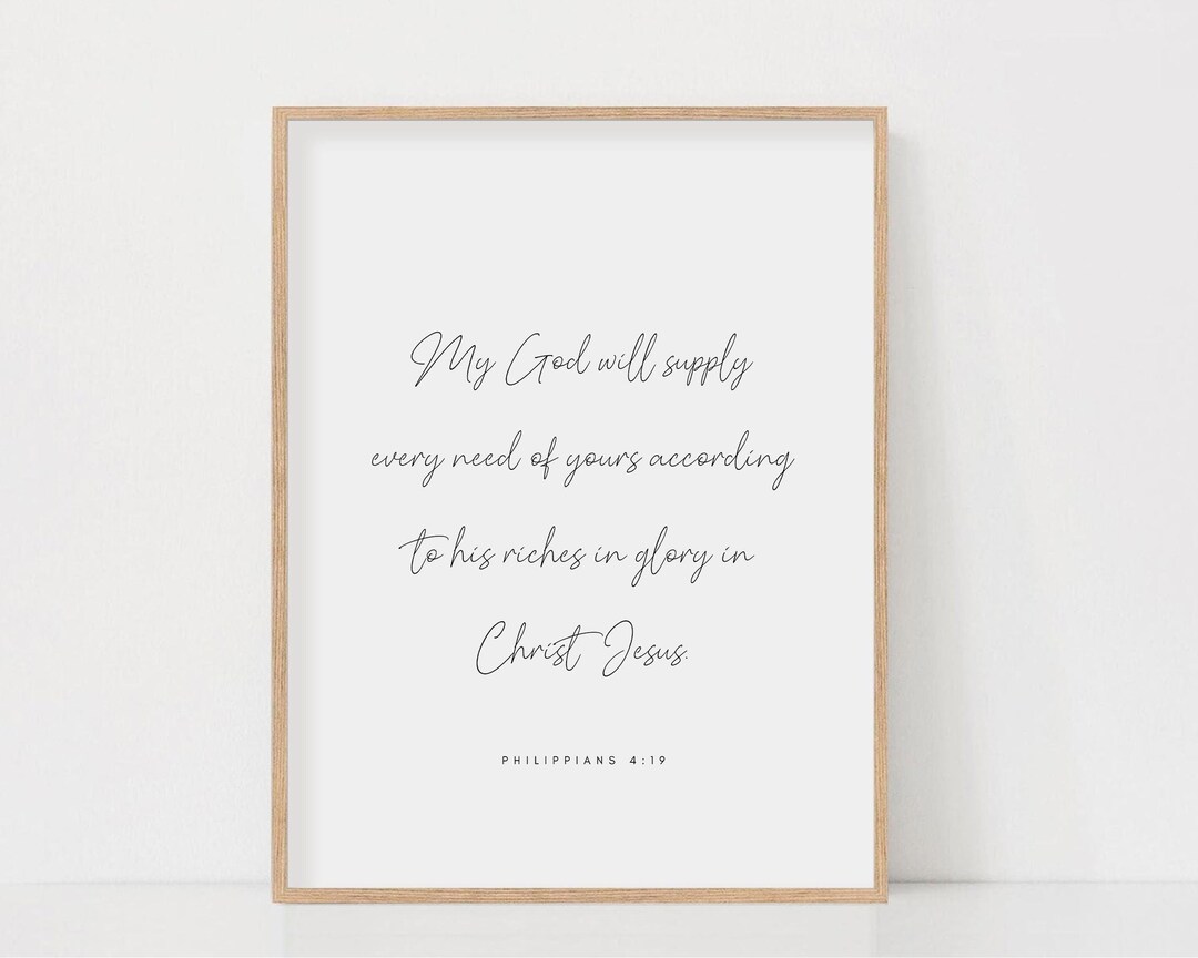 Philippians 4:19 My God Will Supply Every Need, Bible Verse Wall Art ...