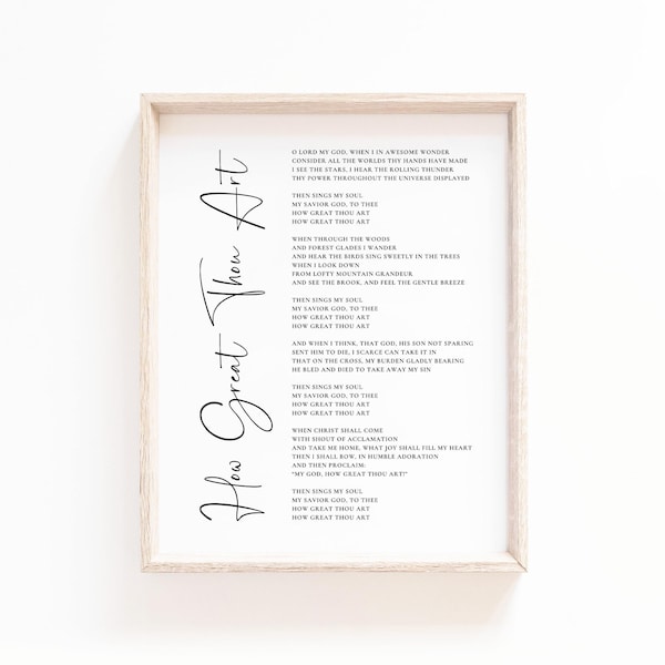 How Great Thou Art Printable Wall Art, Christian Hymn Printable, How Great Thou Art Sign, Digital Print for Christian Home Decor