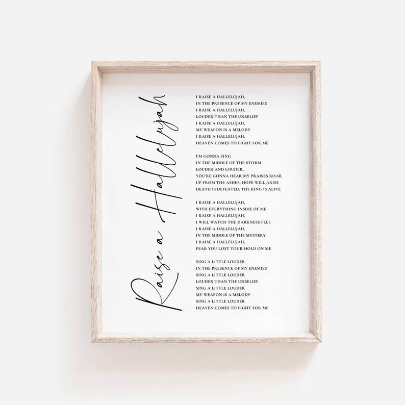 Raise a Hallelujah Worship Lyrics Wall Art Print Bethel Music - Etsy