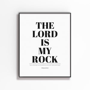Psalm 18:2, Minimal Christian Wall Art, The Lord is my Rock, Bible Verse Print for Christian Home Decor, Digital Download