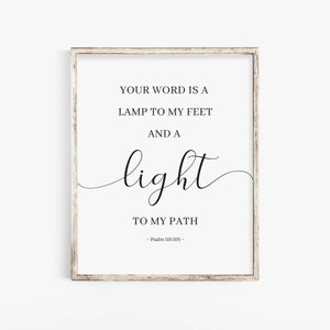 Psalm 119:105 Your Word Is A Lamp To My Feet And A Light To My Path Print, Printable Bible Verse, Scripture Wall Art