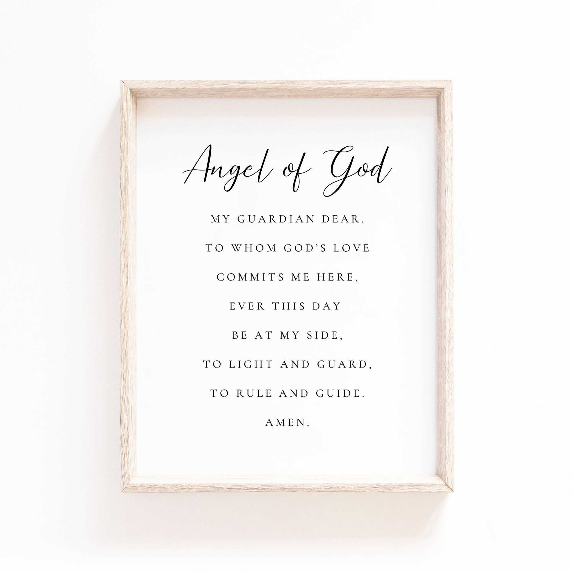 Engel van God Mijn Voogd Lieve Gebed Wall Art Print, Guardian Angel Gebed Wall Art, Katholieke Gebed Print Kwekerij Wall Art Digitale Download