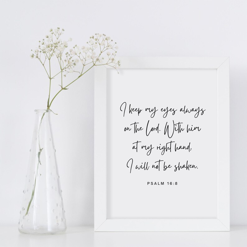 Psalm 16:8 Wall Art Bible Verse Wall Art Handwritten | Etsy
