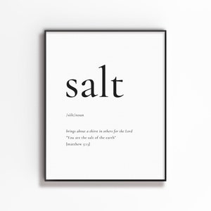 Salt Definition Wall Art Print, Salt and Light Print, Matthew 5:13, Minimal Christian Wall Art, Bible Verse Poster, Scripture Art Printable