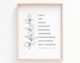 Fruit of the Spirit Printable: Botanical Christian Wall Art (Digital Download)